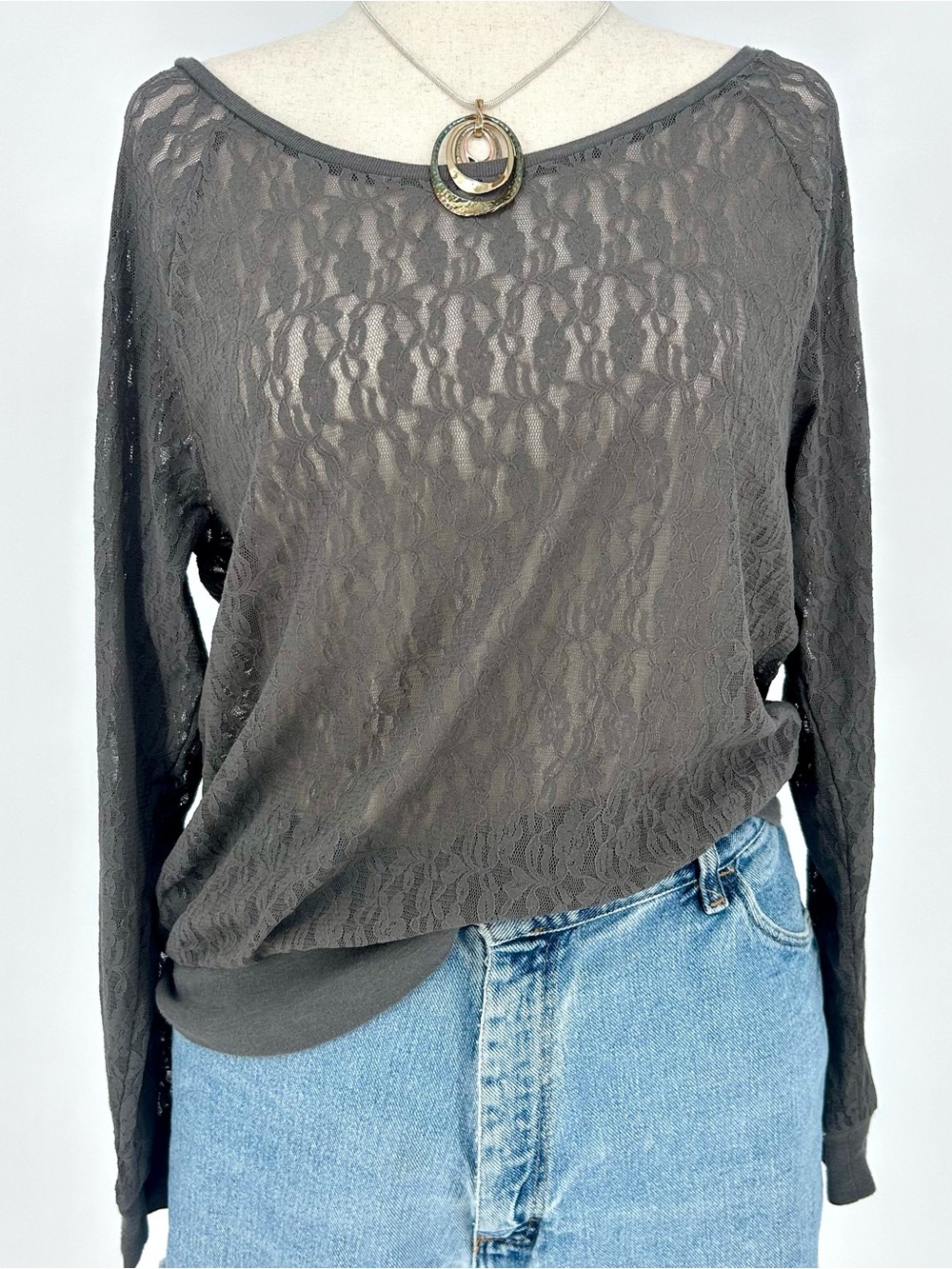 Y2K PINK Victoria’s Secret Gray Sheer Lace Top Balletcore